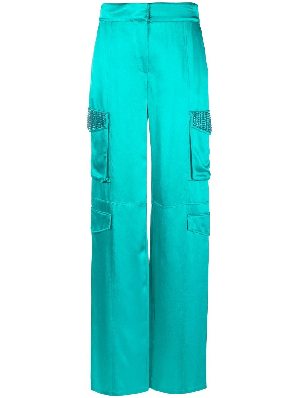 Genny satin multi-pocket cargo pants - Green von Genny