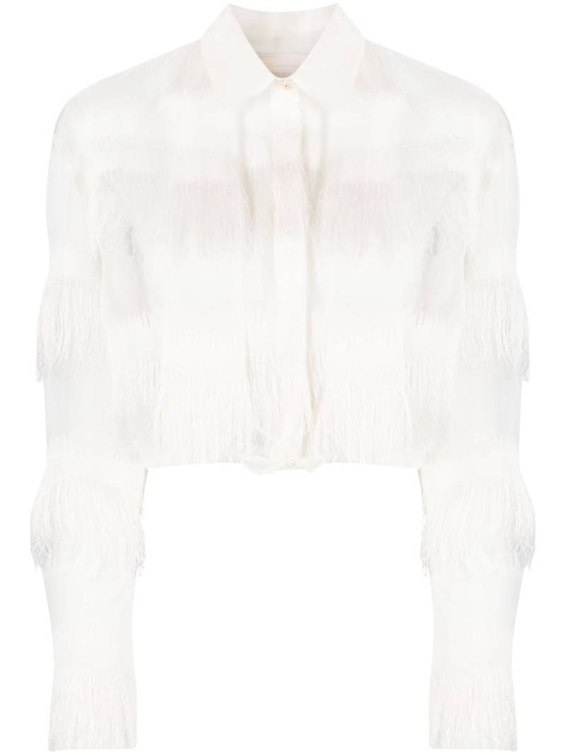 Genny semi-sheer fringed shirt - White von Genny