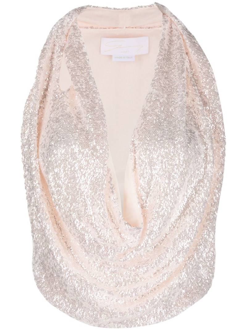 Genny sequin-embellished draped top - Pink von Genny