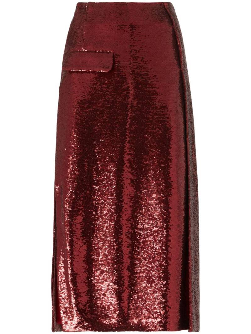 Genny sequin-embellished midi skirt - Red von Genny