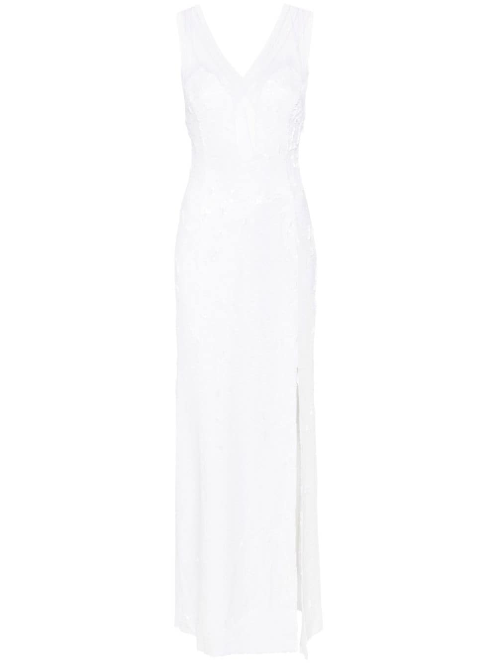 Genny sequined sleeveless gown - White von Genny