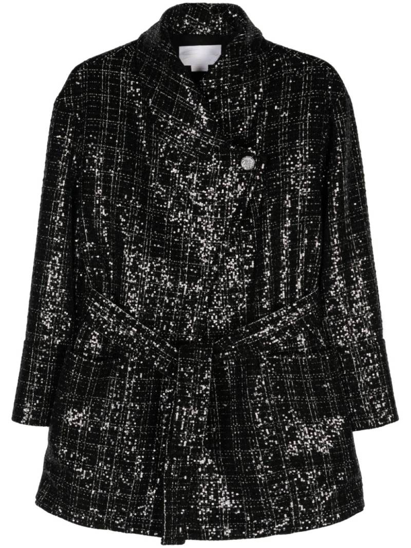 Genny sequinned tweed coat - Black von Genny