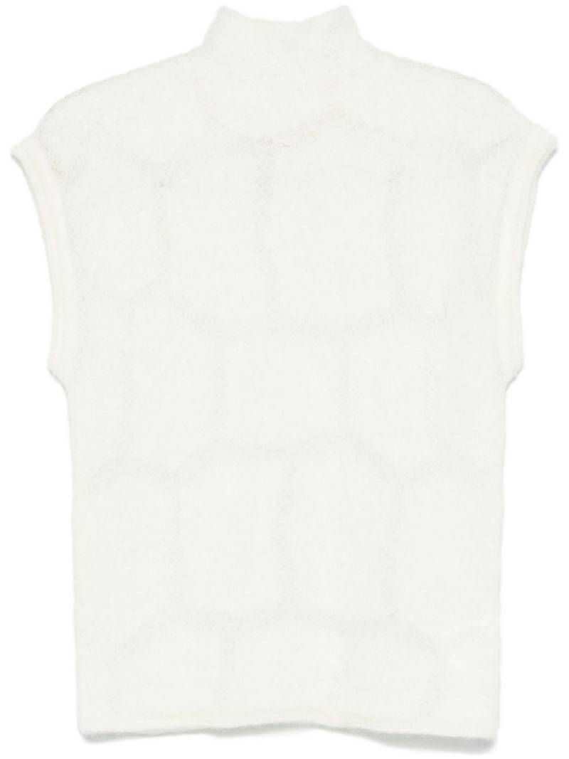 Genny short-sleeve knitted top - Neutrals von Genny