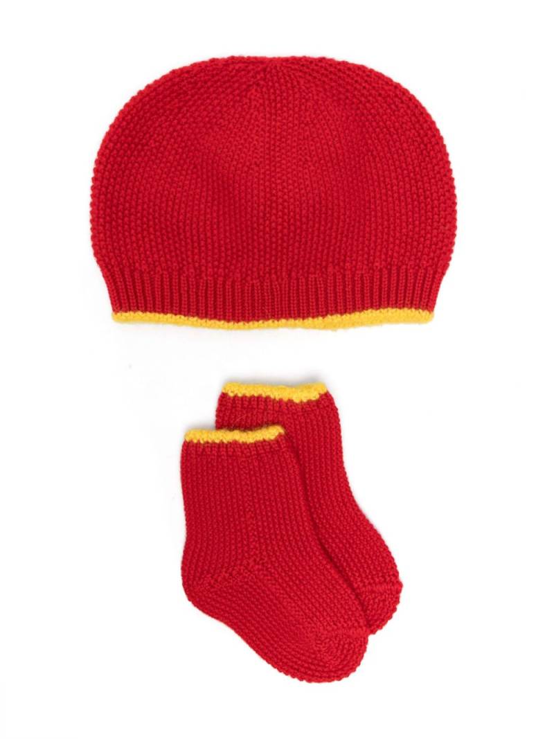 Gensami kids contrasting-trim beanie set - Red von Gensami kids