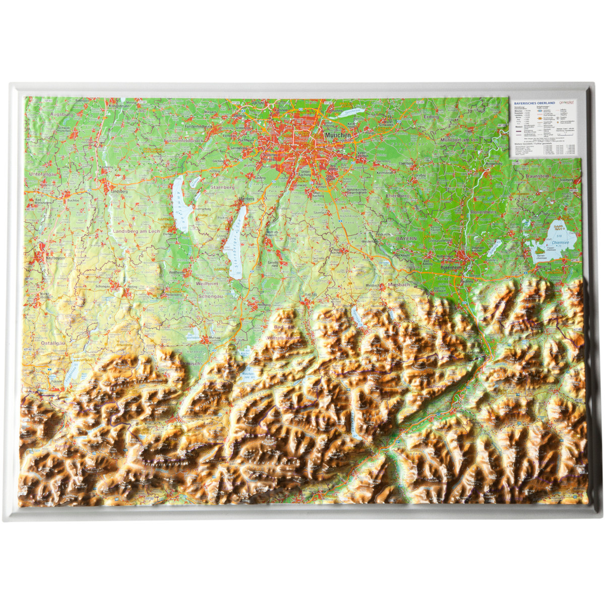 Georelief 3D Reliefkarte Bayerisches Oberland Georelief 3D Reliefkarte Bayerisches Oberland von Georelief