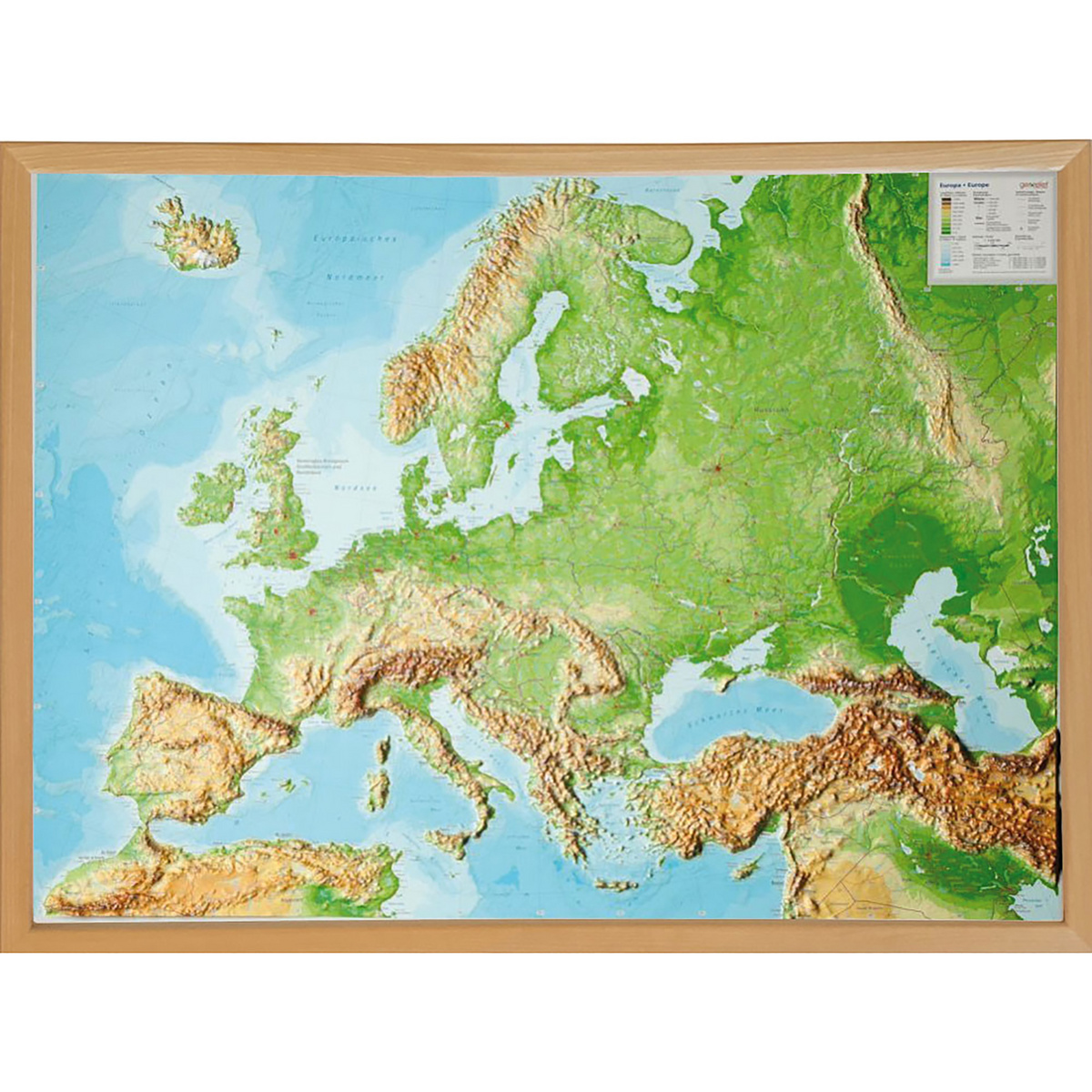 Georelief 3D Reliefkarte Europa mit Holzrahmen Georelief 3D Reliefkarte Europa mit Holzrahmen von Georelief