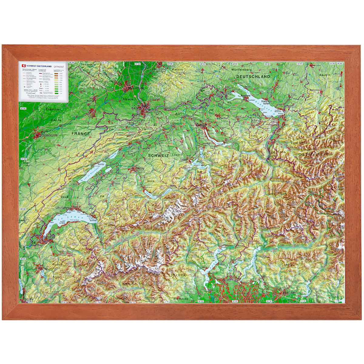 Georelief 3D Reliefkarte Schweiz von Georelief