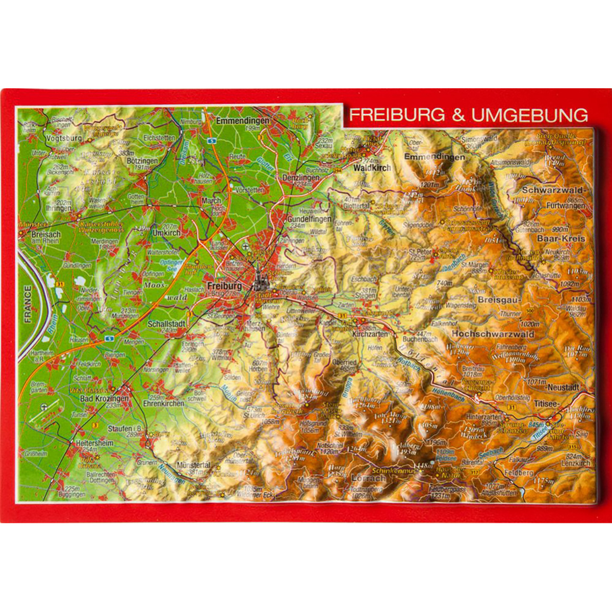 Georelief 3D Reliefpostkarte Freiburg & Umgebung von Georelief