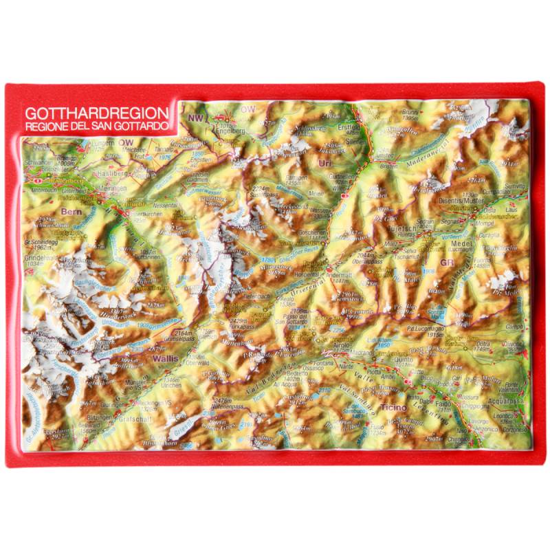 Georelief 3D Reliefpostkarte Gotthardregion von Georelief