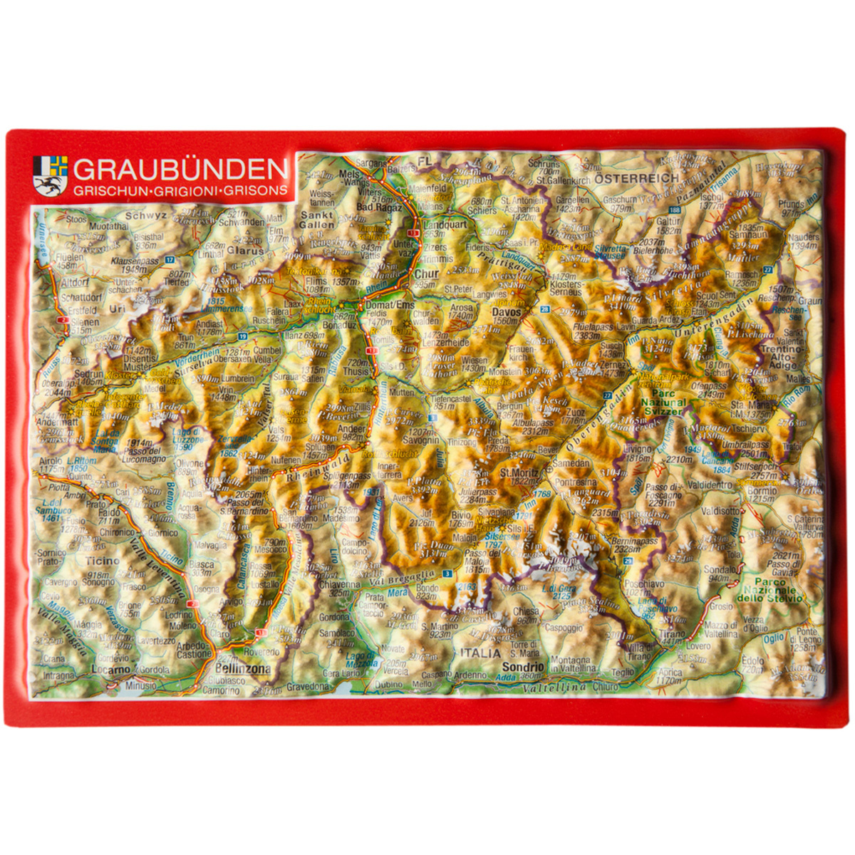 Georelief 3D Reliefpostkarte Graubünden von Georelief