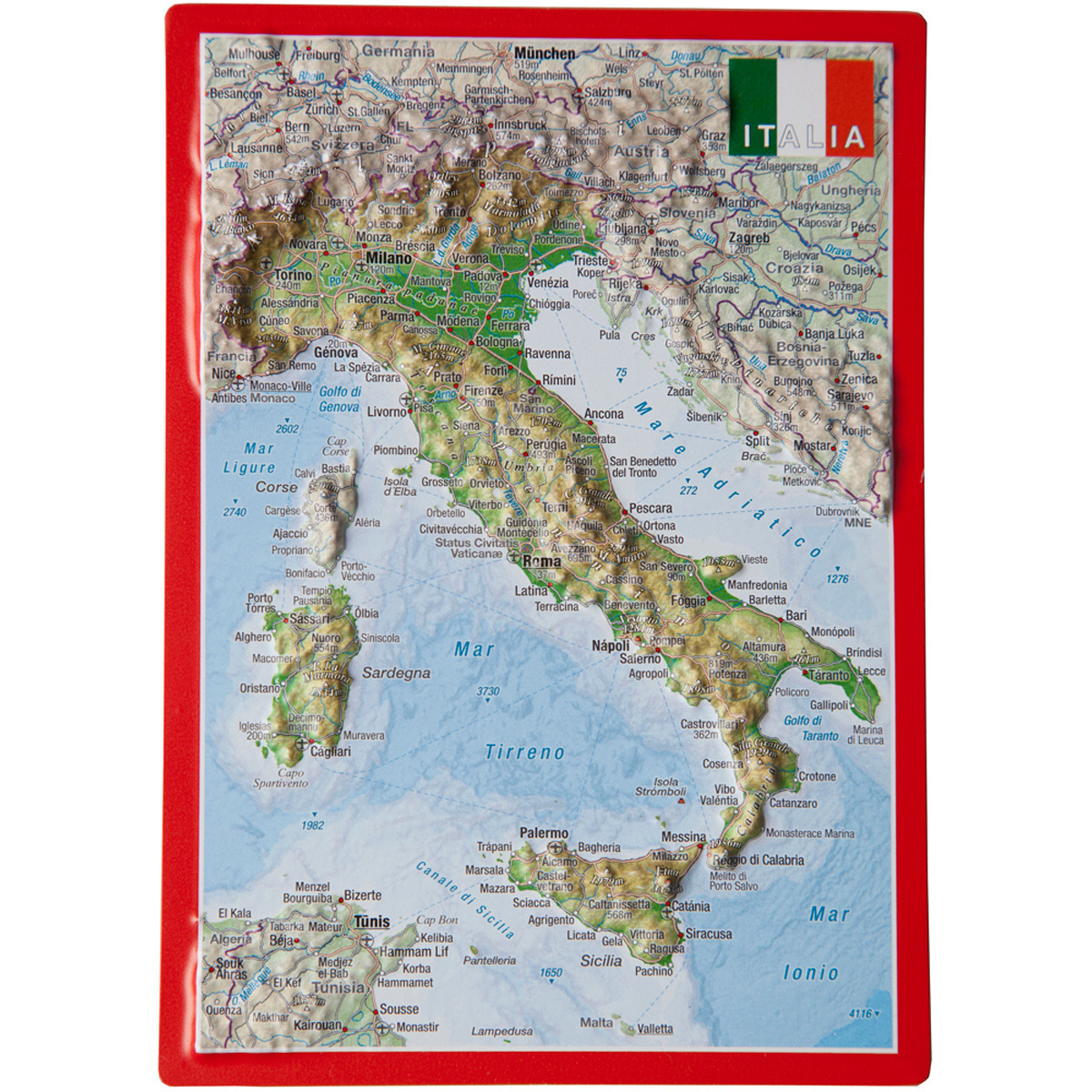 Georelief 3D Reliefpostkarte Italien