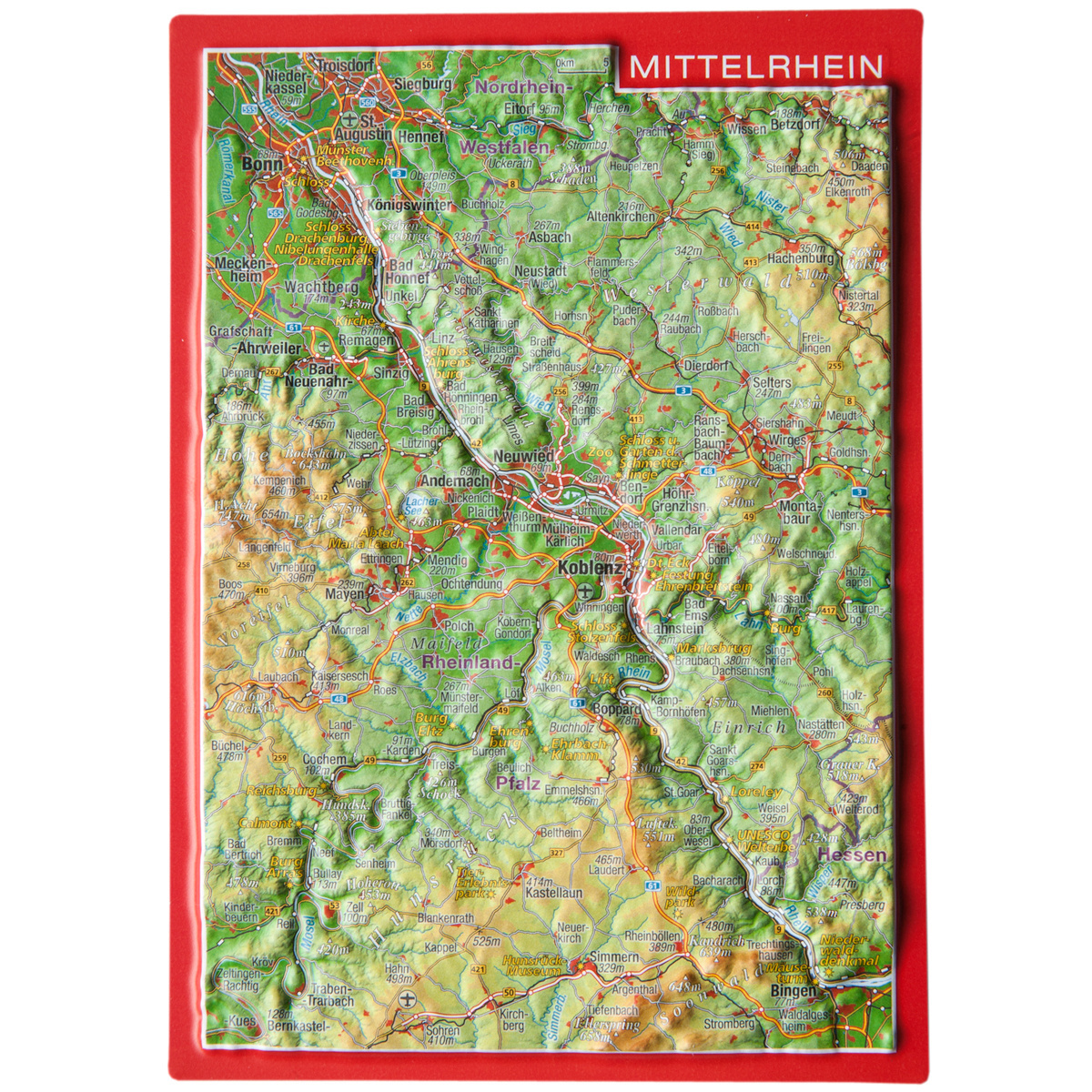 Georelief 3D Reliefpostkarte Mittelrhein von Georelief