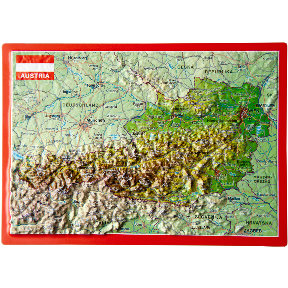 Georelief 3D Reliefpostkarte Österreich von Georelief