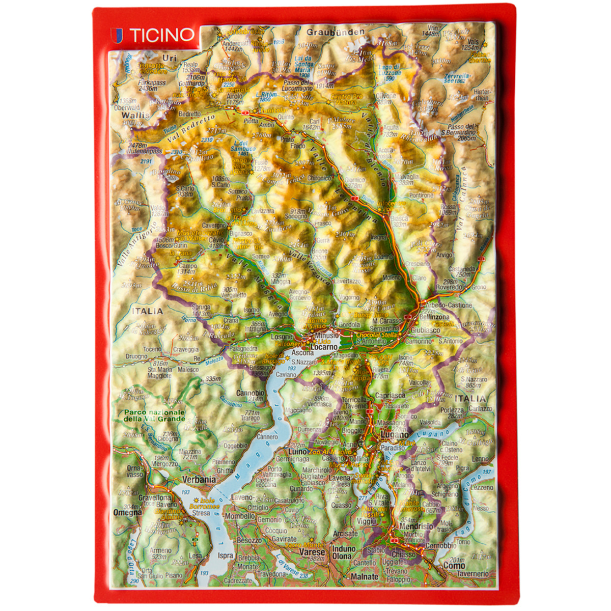 Georelief 3D Reliefpostkarte Tessin von Georelief