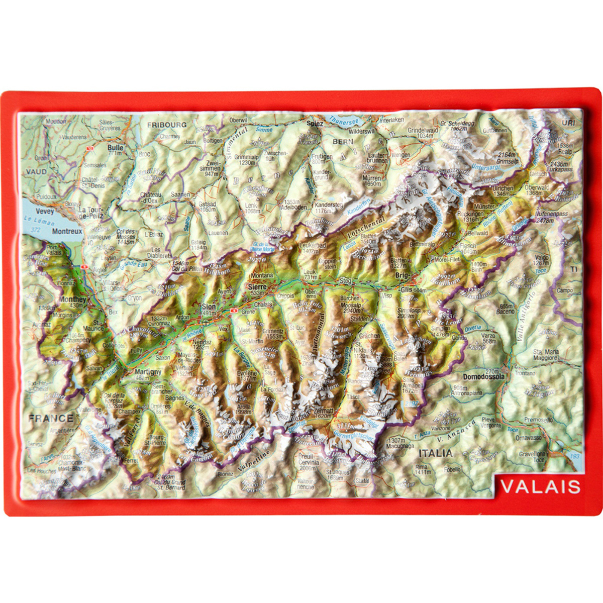 Georelief 3D Reliefpostkarte Wallis von Georelief