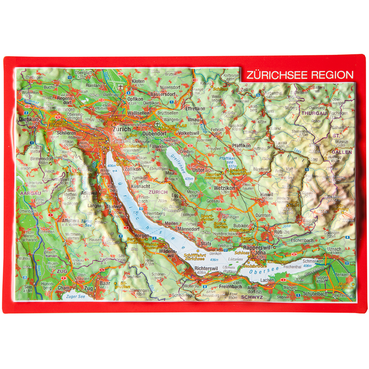 Georelief 3D Reliefpostkarte Zürichsee Region von Georelief