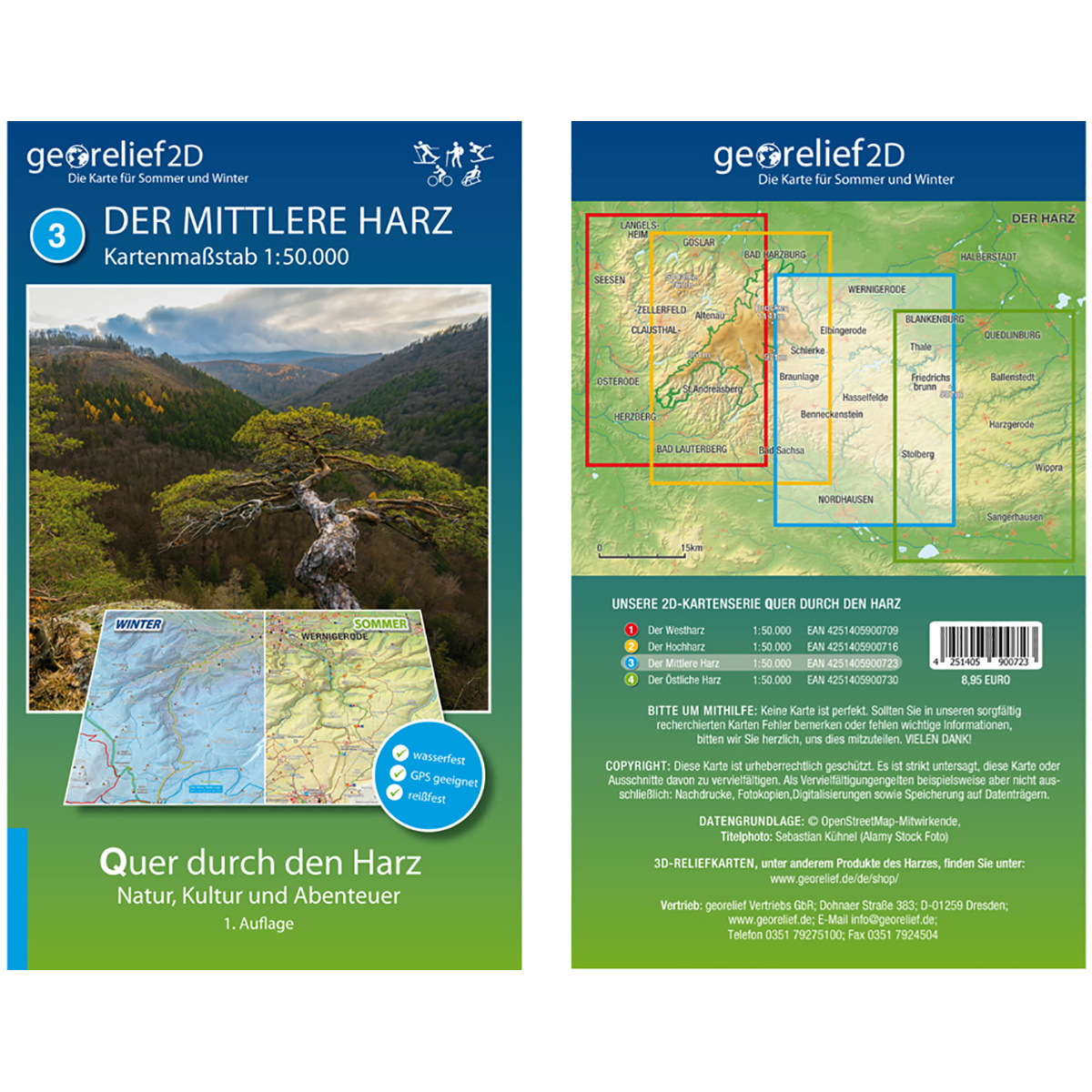 Georelief Der Mittlere Harz Wanderkarte von Georelief