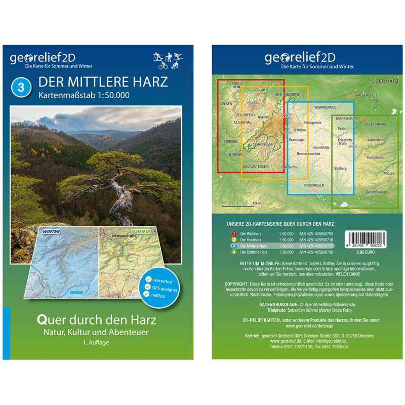 Georelief Der Mittlere Harz Wanderkarte von Georelief