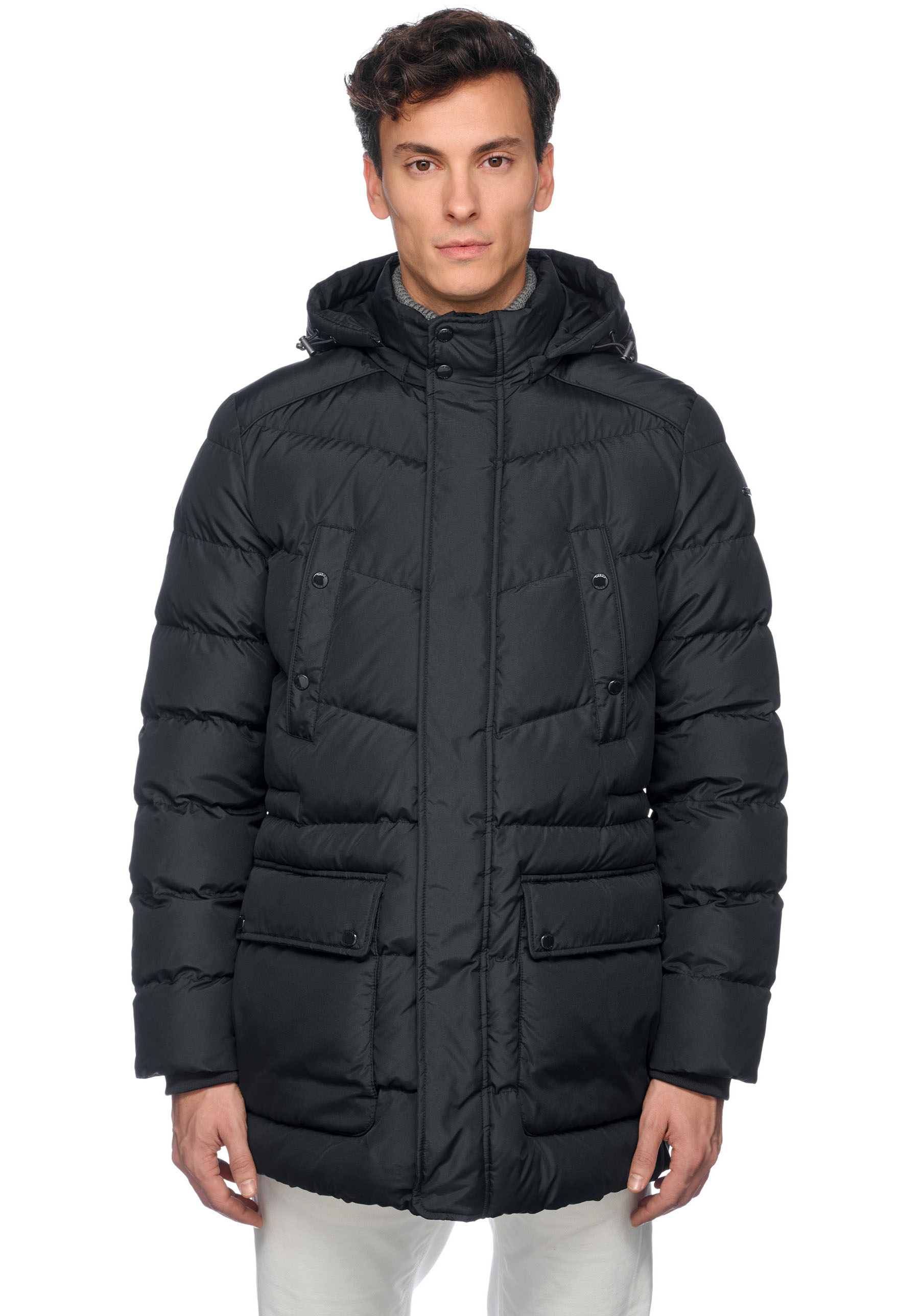 Geox Langjacke »LEITAN«, mit Kapuze, mit Kapuze, 4 Taschen, verdeckter Reissverschluss + Drucker Geox Langjacke »LEITAN«, mit Kapuze, mit Kapuze, 4 Taschen, verdeckter Reissverschluss + Drucker von Geox