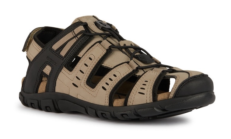 Geox Sandale »UOMO SANDAL STRADA C«, Sommerschuh, Klettschuh, Outdoorsandale, mit Lederfussbett von Geox