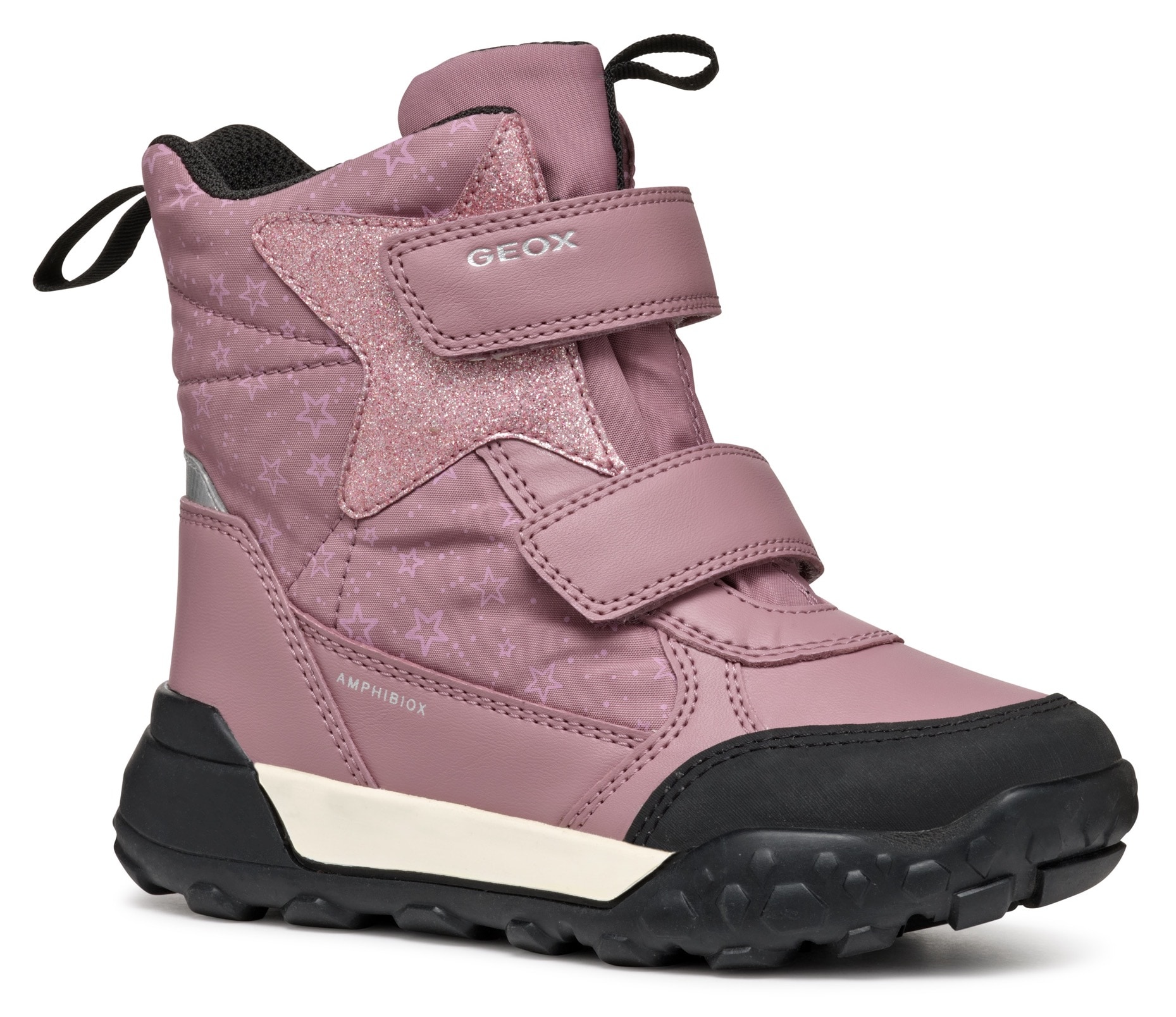 Geox Winterboots »J TREKKYUP GIRL B ABX«, Klettstiefel, Snowboots, Winterstiefel mit Metallic Look von Geox