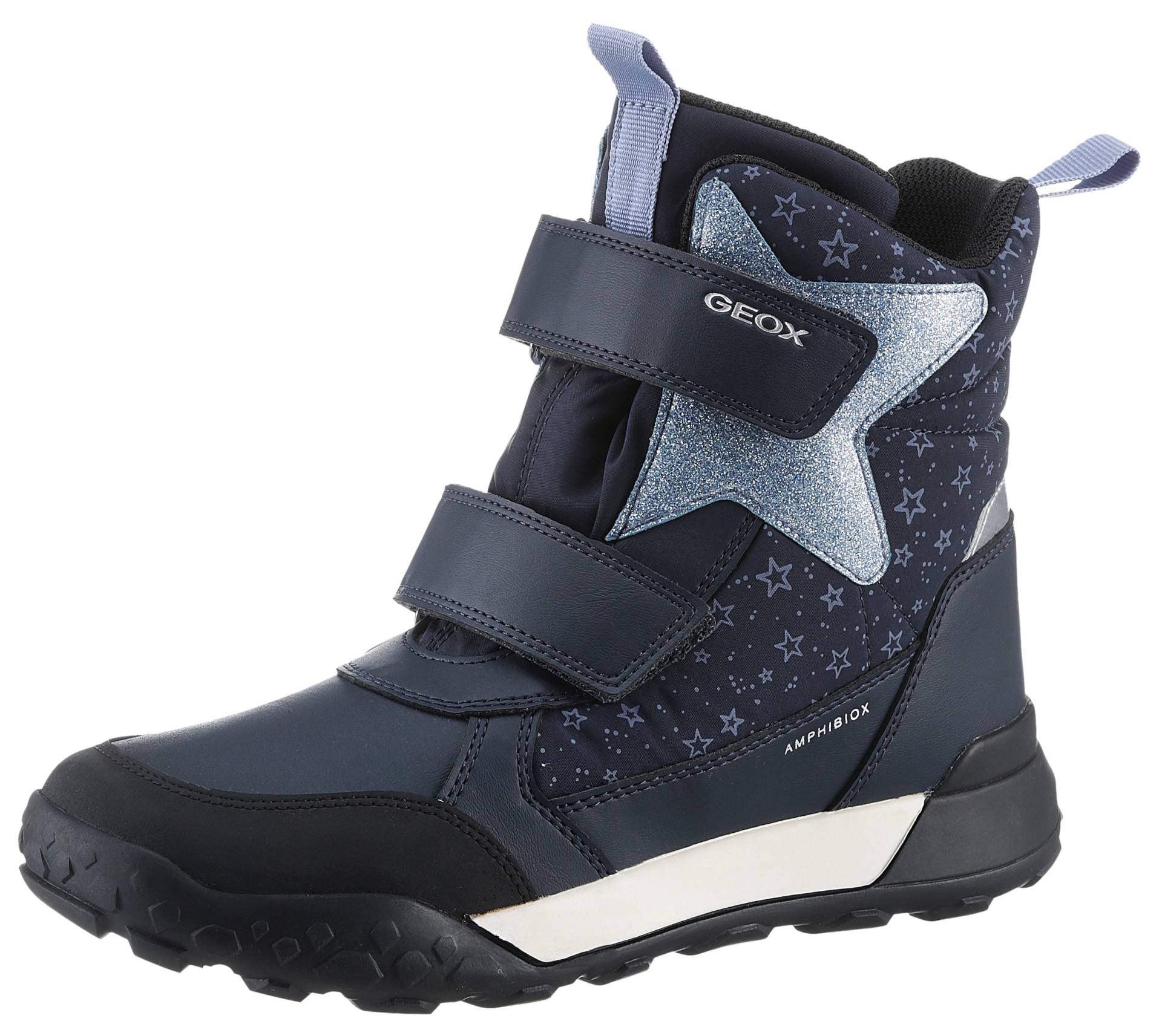 Geox Winterboots »J TREKKYUP GIRL B ABX«, Klettstiefel, Snowboots, Winterstiefel mit Metallic Look von Geox