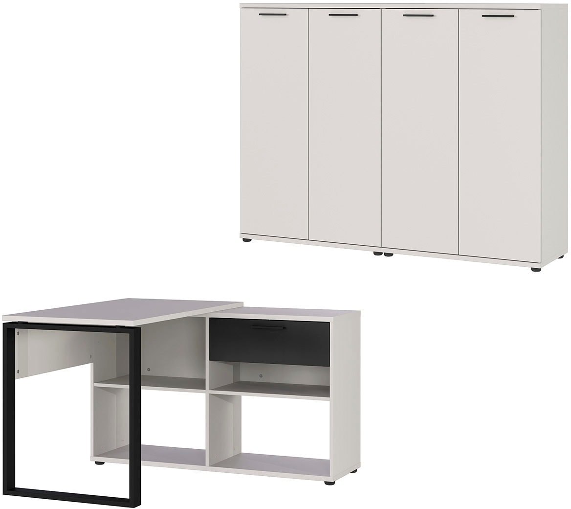 GERMANIA Büromöbel-Set »Fenton«, (3 tlg.), inkl. Schreibtisch mit integriertem Sideboard und zwei Aktenschränken von Germania