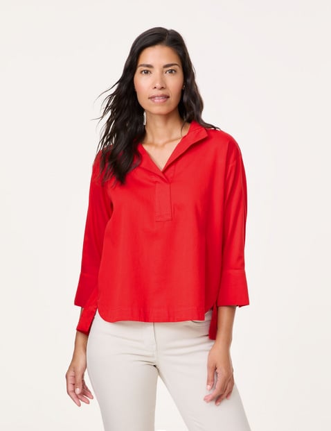 GERRY WEBER Damen 3/4 Arm Bluse aus Baumwolle 68cm Stehkragen Rot von Gerry Weber