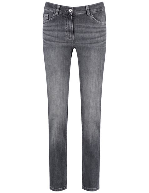 GERRY WEBER Damen 5-Pocket Jeans ALIS꞉SA SLIM STRAIGHT FIT Baumwolle Grau von Gerry Weber