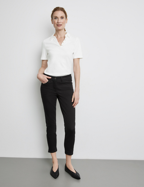 GERRY WEBER Damen 5-Pocket Jeans Best4me Cropped Baumwolle Mittlere Leibhöhe Schwarz von Gerry Weber