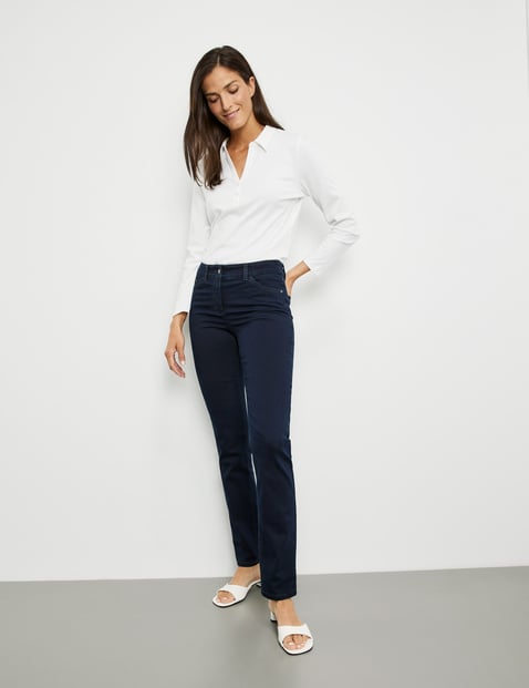 GERRY WEBER Damen 5-Pocket Jeans Best4me Slimfit Baumwolle, Blau von Gerry Weber