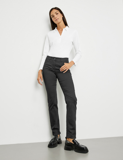 GERRY WEBER Damen 5-Pocket Jeans Best4me Slim Fit Kurzgröße Baumwolle Mittlere Leibhöhe Schwarz von Gerry Weber