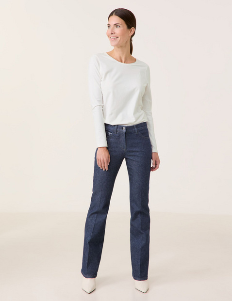 GERRY WEBER Damen 5-Pocket Jeans MAR꞉LIE FLARED FIT Baumwolle Mit Gürtelschlaufen Blau von Gerry Weber