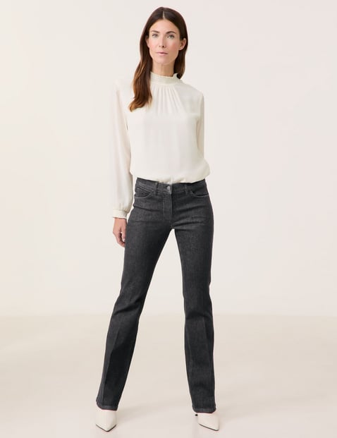 GERRY WEBER Damen 5-Pocket Jeans MAR꞉LIE FLARED FIT Baumwolle Mit Gürtelschlaufen Grau von Gerry Weber