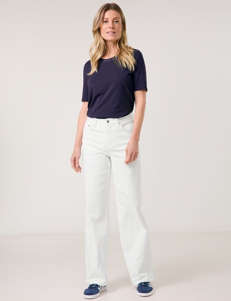 GERRY WEBER Damen 5-Pocket Jeans MIR꞉JA WIDE LEG Baumwolle Hohe Leibhöhe Weiss von Gerry Weber