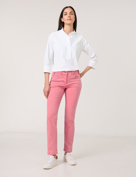 GERRY WEBER Damen 5-Pocket Jeans SOL꞉INE Slim Fit 78 cm Mittlere Leibhöhe Pink von Gerry Weber