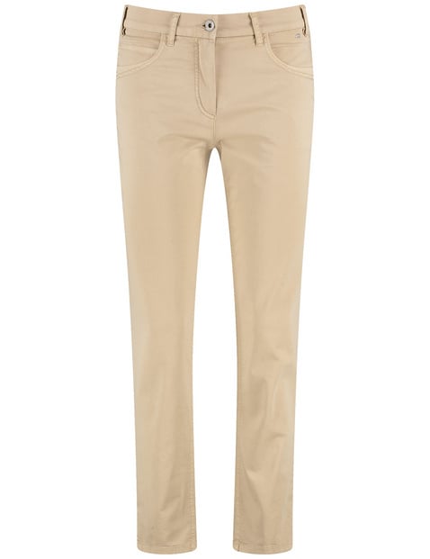 GERRY WEBER Damen 5-Pocket Jeans SOL꞉INE Slim Fit Mittlere Leibhöhe Beige von Gerry Weber