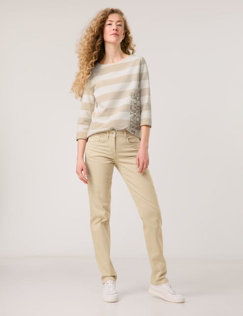 GERRY WEBER Damen 5-Pocket SOL꞉INE BEST4ME Slim Fit Kurzgröße Mittlere Leibhöhe Beige von Gerry Weber