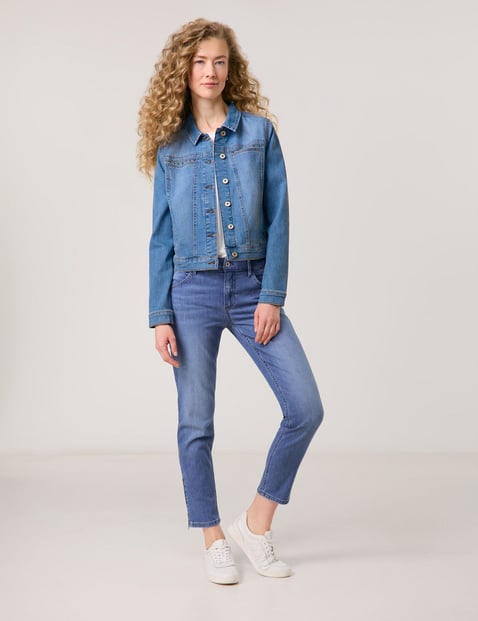 GERRY WEBER Damen 7/8 Jeans SOL꞉INE Slim Fit mit Strassdetail Baumwolle Mittlere Leibhöhe Blau von Gerry Weber