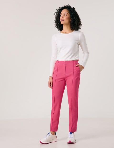 GERRY WEBER Damen Bequeme 7/8 Hose mit Biesen Viskose, Pink von Gerry Weber