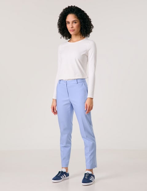 GERRY WEBER Damen Bequeme Chino mit Saumschlitzen Baumwolle, Blau von Gerry Weber