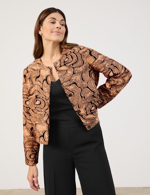 GERRY WEBER Damen Blazerjacke in Brokat-Qualität 55 cm Rundhals Langarm Gold von Gerry Weber