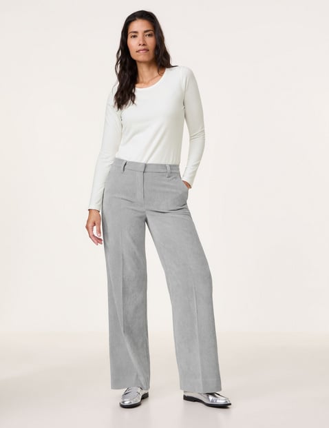 GERRY WEBER Damen Cordhose mit weitem Bein Grau von Gerry Weber