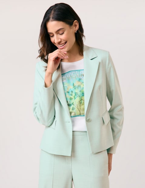 GERRY WEBER Damen Eleganter Blazer mit Stretchkomfort 58 cm Reverskragen Kurzarm unifarben Blau von Gerry Weber