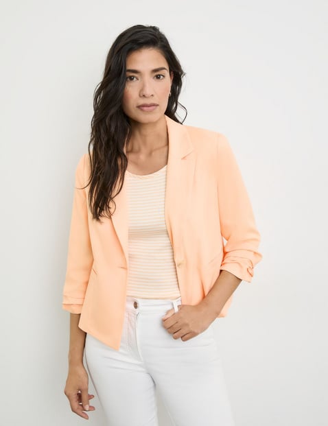 GERRY WEBER Damen Eleganter Blazer mit gerafftem Arm 56cm 3/4 Arm Revers Lyocell Orange von Gerry Weber