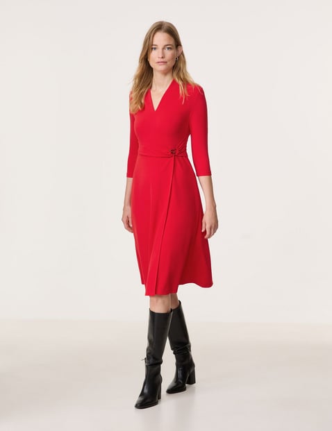 GERRY WEBER Damen Elegantes Kleid mit Wickeloptik 3/4 Arm V-Ausschnitt Rot von Gerry Weber