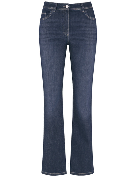 GERRY WEBER Damen Flared Jeans mit Stretchkomfort Baumwolle Mittlere Leibhöhe Blau von Gerry Weber