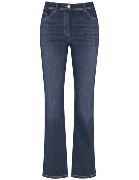 GERRY WEBER Damen Flared Jeans mit Stretchkomfort Baumwolle Mittlere Leibhöhe Blau von Gerry Weber