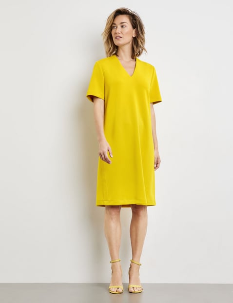GERRY WEBER Damen Fließendes Kleid Halber Arm V-Ausschnitt Modal Gelb von Gerry Weber