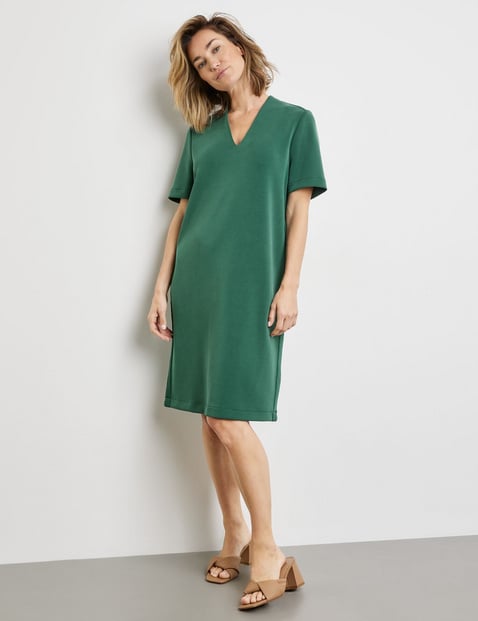 GERRY WEBER Damen Fließendes Kleid Halber Arm V-Ausschnitt Modal Grün von Gerry Weber